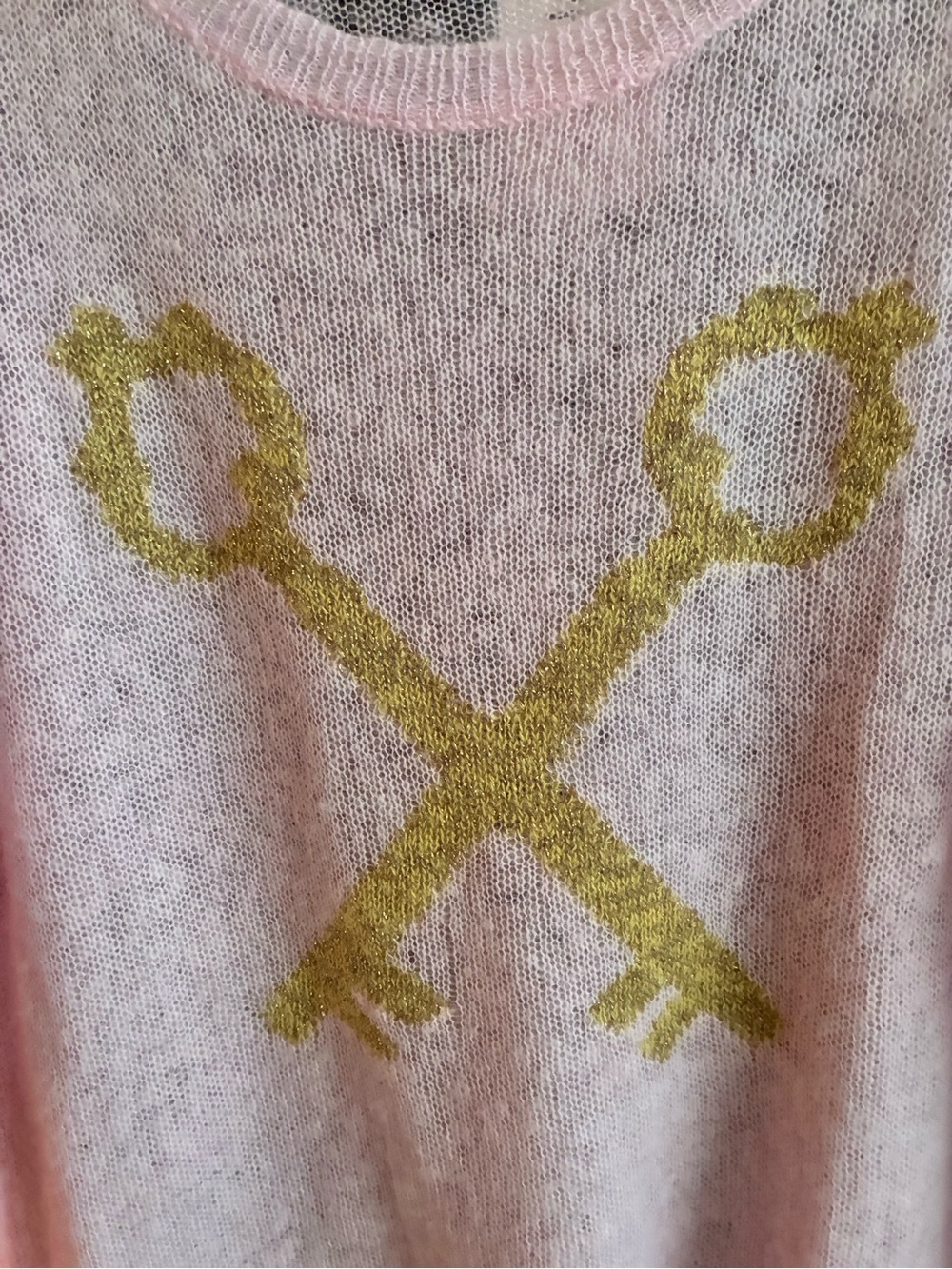 Wildfox Pink Gold Key Sweater Alpaca Wool Blend Size Small NWT - Picture 3 of 8
